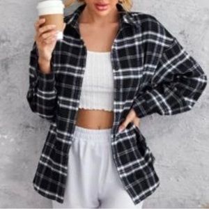 Black and White Flannel. Plaid. Button Down.